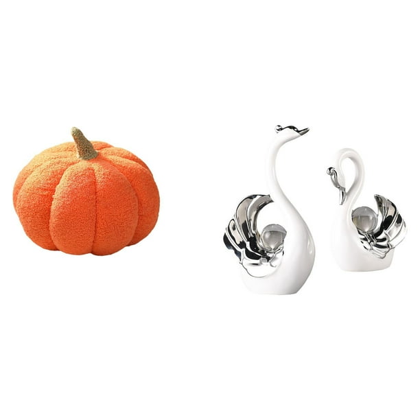 Almohadas de calabaza de Halloween,Almohadas de calabaza de Halloween Decoración del hogar Suave,Cojines de calabaza para Halloween,peluches,sofá,estatua de cisne,Figuras de cisne de