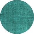 thumbnail image 1 of Ahgly Company Machine Washable Indoor Round Oriental Turquoise Blue Industrial Area Rugs, 6' Round, 1 of 4