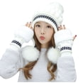 thumbnail image 2 of Dyfzdhu Women Plush Knitted Hat Warm Woolen Thick Ball Ear Protection Cap Berets White, 2 of 6