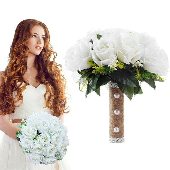 Wedding Bouquets Ivory Blossom Bridal Bouquet Handcrafted Artificial Flowers for Wedding 26cm Diameter Perfect for Brides and Bridesmaids