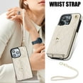 thumbnail image 2 of For Iphone 16 Pro Crossbody Rhombic Horizontal Wallet Leather Phone Case(White),iPhone 13 Pro, 2 of 7