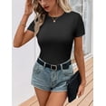 thumbnail image 3 of Ekouaer Short Sleeve Shirts for Women Basic Tees Slim Fit Crew Neck Tops Trendy Summer, 3 of 6