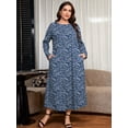 thumbnail image 3 of SHOWMALL Women's Plus Size Long Sleeve Maxi Dress with Pockets - Soft Casual Loose Floral Long Boho Dress, 3 of 7
