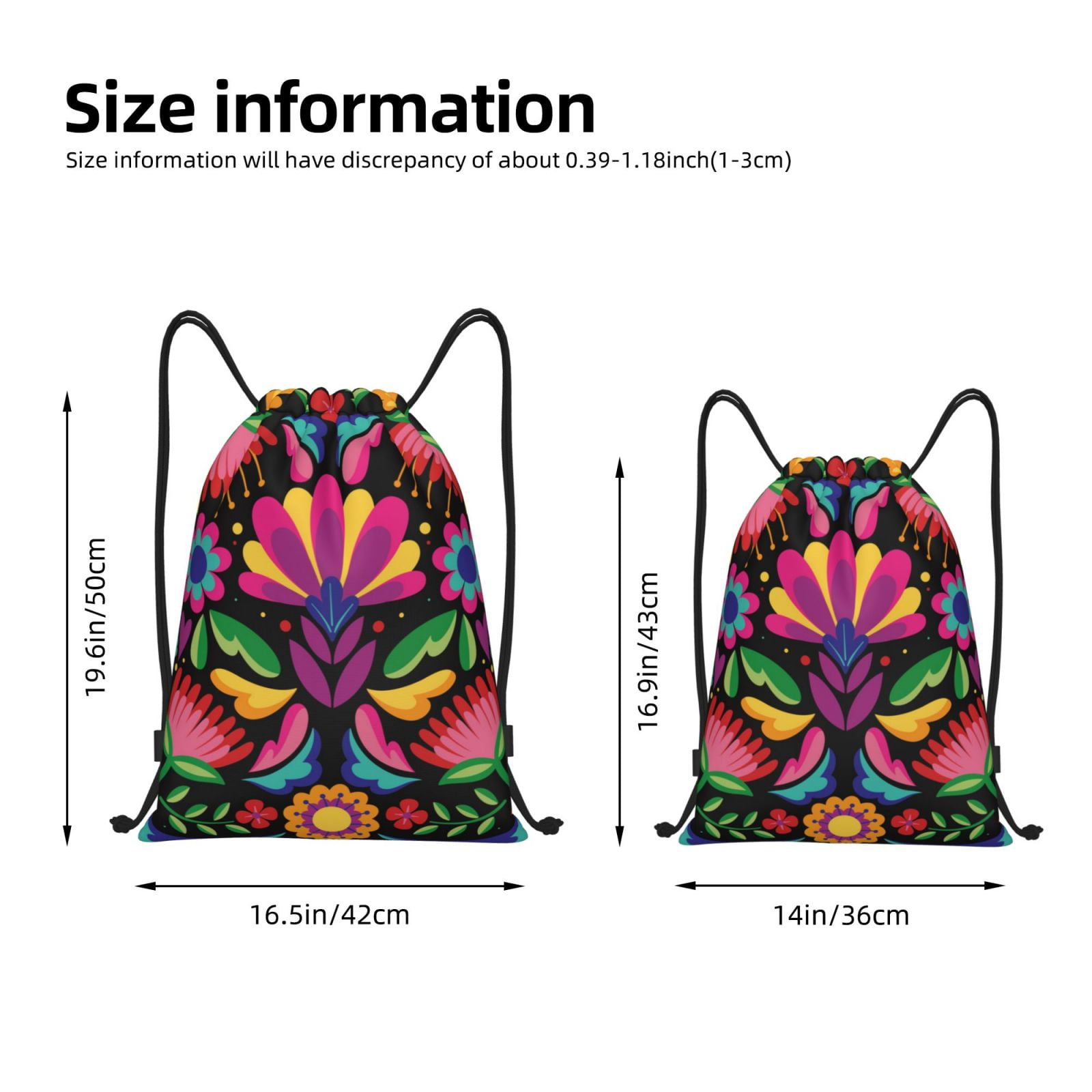 Sikiie Colorful Floral Embroidery Mexican Print Drawstring