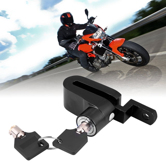 Alarma de seguridad, bloqueo antirrobo de disco para motocicleta y scooter, color negro, bloqueo de rotor de rueda, rendimiento sólido