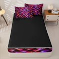 thumbnail image 4 of Homewish Watercolor Dragon Scale Zipper Queen Comforter Set with Fitted Sheet and 2 Pillowcases,Rustic Animal Zipper Bedding Set,Red Purple,Black Reversible,4pcs, 4 of 8