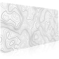 thumbnail image 1 of Topographic Map XXL Mouse Pad White Lines Contour Geographic, Extended Large Desk Mat, NonSlip Rubber Base, Stitched Edge, Long Mousepad, 35.4x15.7 Inch, Ideal for Office, 1 of 6