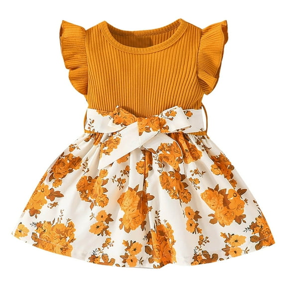 Coerni Toddler Girl Summer Floral Dress Baby Girls Sundress Girls Casual Clothes Dress for 1 to 3 Years Old Kids Girls