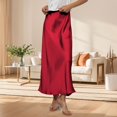 thumbnail image 2 of LWavelet Satin Maxi Skirt Women Elegant Evening Party Flowy Versatile Bottoms Wine S, 2 of 5