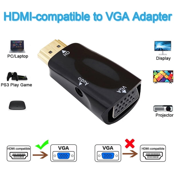Adaptador convertidor shamjiam VGA para computadora portátil y de escritorio negro