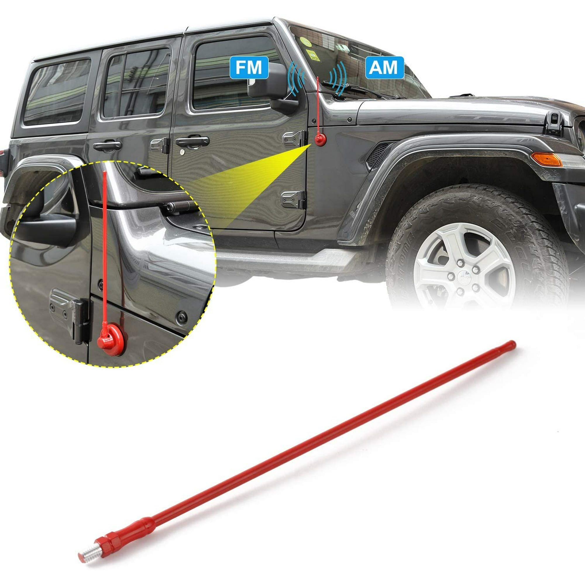 13 Inch Reflex Short Antenna Replacement for JK JL JT Accessories Metal ABS  Antenna Designed for Optimized FM/AM Reception for Jeep Wrangler JT JK JL  Unlimited Sport Rubicon Sahara 2007-2019 Red |