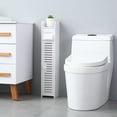 thumbnail image 5 of IVV Slim Bathroom Storage Cabinet, Toilet Paper Storage Cabinet with Single Door & Shelves, Over Toilet Storage Cabinet for Skinny Bathroom Space Corner (White), 5 of 6