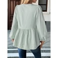 thumbnail image 3 of Womens Lace Up Tie Font Y2k Tops Puff Sleeve V Neck Blouse Loose Fit Summer Cute Clothes Light Green XL, 3 of 6