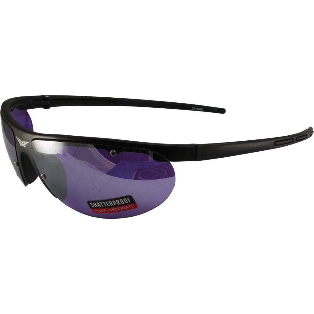 Global Vision Target Sunglasses Matte Black Frames Flash Mirror Lens