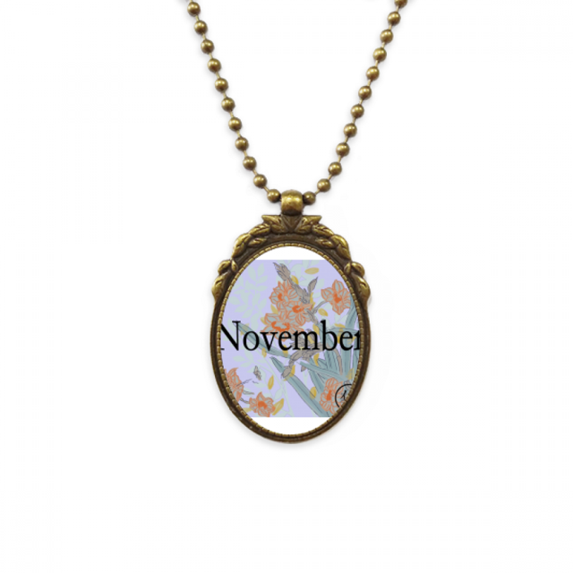 Narcissus Bloong November Design Pattern Antique Necklace Vintage Bead Pendant Keychain