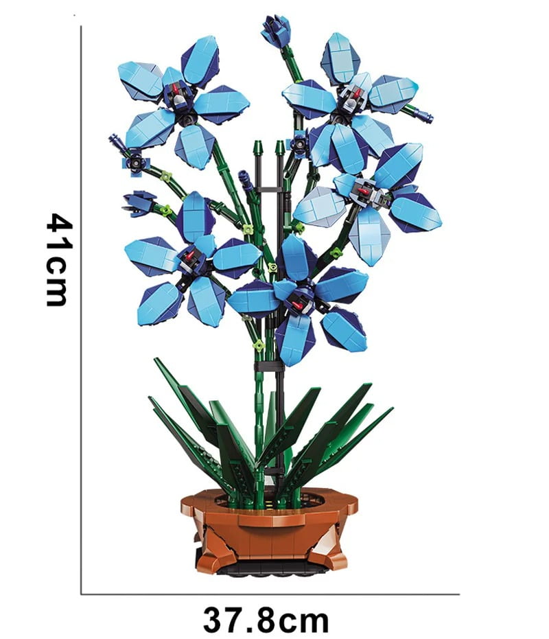 Blue Orchid Cymbidium Faberi Flower Compatible with LEGO Flower