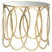 Cyrah Gold Leaf Accent Table-Color:Antique Gold Leaf