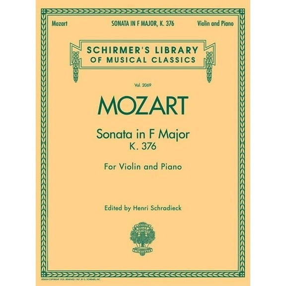 Sonata in F Major, K376 : Schirmer Library of Classics Volu
