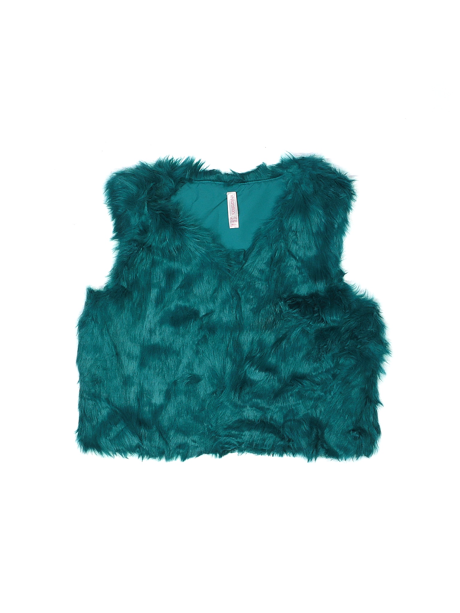 green fuzzy vest