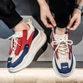 thumbnail image 5 of CORASUN Men's Chunky Platform Sneakers, Breathable Mesh Height Increasing Casual Shoes for Walking & Gym, Athletic Fashion Trainers, Red/Blue, 5 of 8