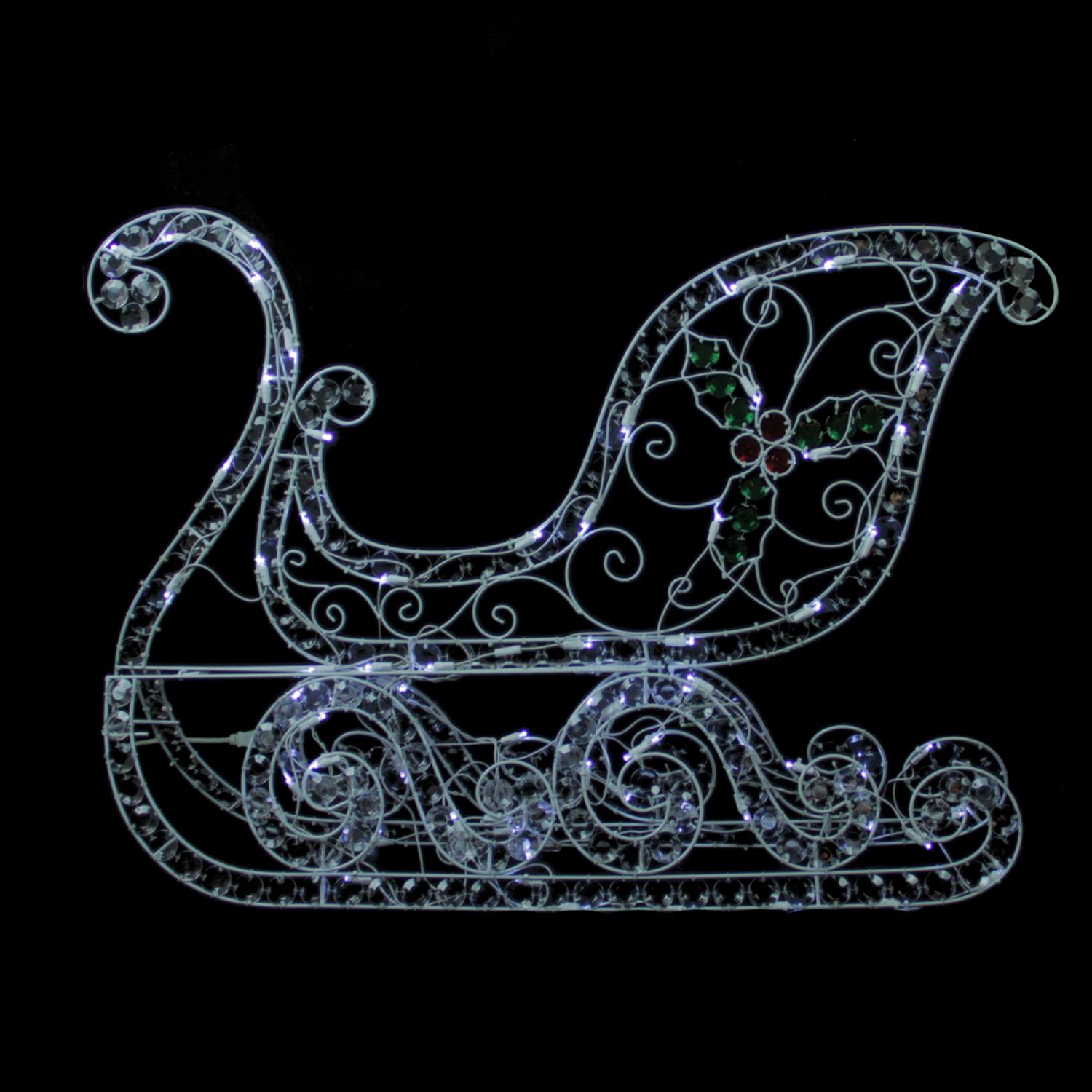 40" Clear Acrylic LED Lighted Christmas Sleigh Yard Art Decoration