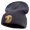 Charcoal, variant on Gold Lion Embroidered Big Size Cuff Long Beanie - Black XL-3XL