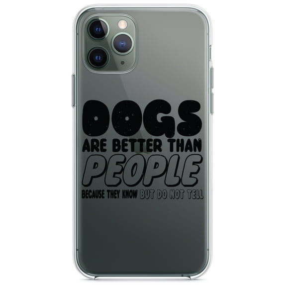 DistinctInk Clear Shockproof Hybrid Case for iPhone 11 (6.1" Screen) - TPU Bumper Acrylic Back Tempered Glass Screen Protector - Dogs Are Better Than People