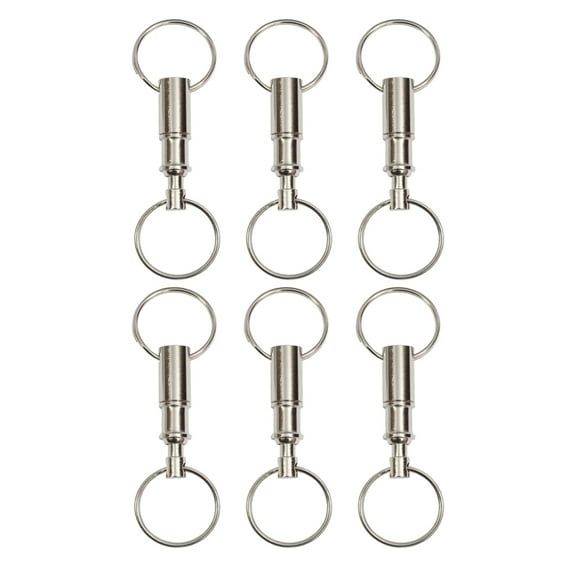 unbranded  6 Pcs Keychain Quick Disconnect Dual Pull Apart Ring Support Silver