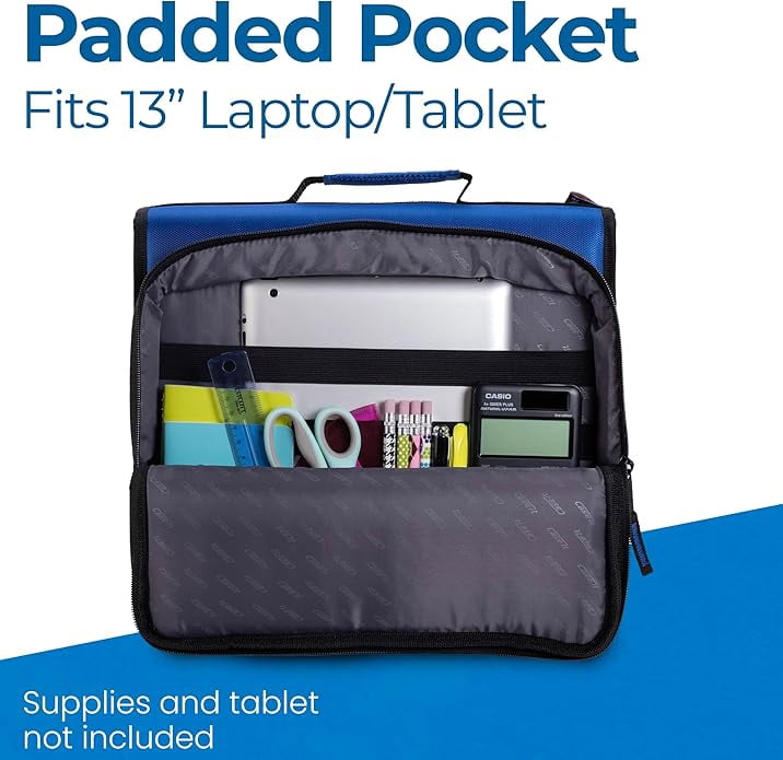 Case-it Universal Zipper Binder with 2 Inch Padded Pocket, Midnight Blue