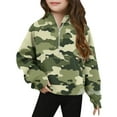 thumbnail image 2 of Spazoro Girls Turn Down Collar Sweatshirts, Camouflage Half Zip Long Sleeve Soft & Comfy Fall Winter Tops for Girls Camouflage Size 11 T, 2 of 5