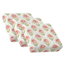 TSOVTHRID Rose Flower Leaf Print Couch Cushion Covers, Stretch Sofa Couch Seat Slipcover for Dogs Washable Non-Slip Cushion Covers with Elastic Straps, Easy Install