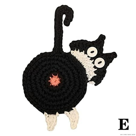 

For Drinks Holder Cat Butt Drink Cup Mat Handmade Crochet Mug Coasters Home