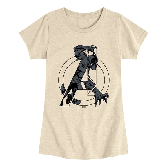 Black Panther - Avengers Logo Girls' Fitted Short Sleeve Graphic T-Shirt