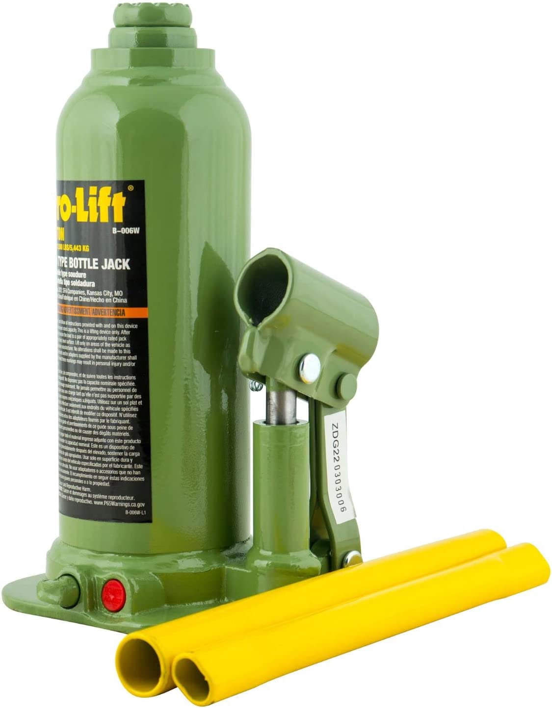 Pro-Lift B-006W 6 Ton Welded Hydraulic Bottle Jack - 12,000 Lbs Capacity