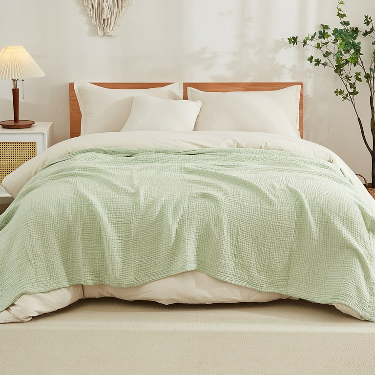 EMME Throw Blanket 100 Cotton Soft Muslin Blanket for Couch Bed Lightweight Breathable Gauze Blanket Mint Green 55 x75 Walmart