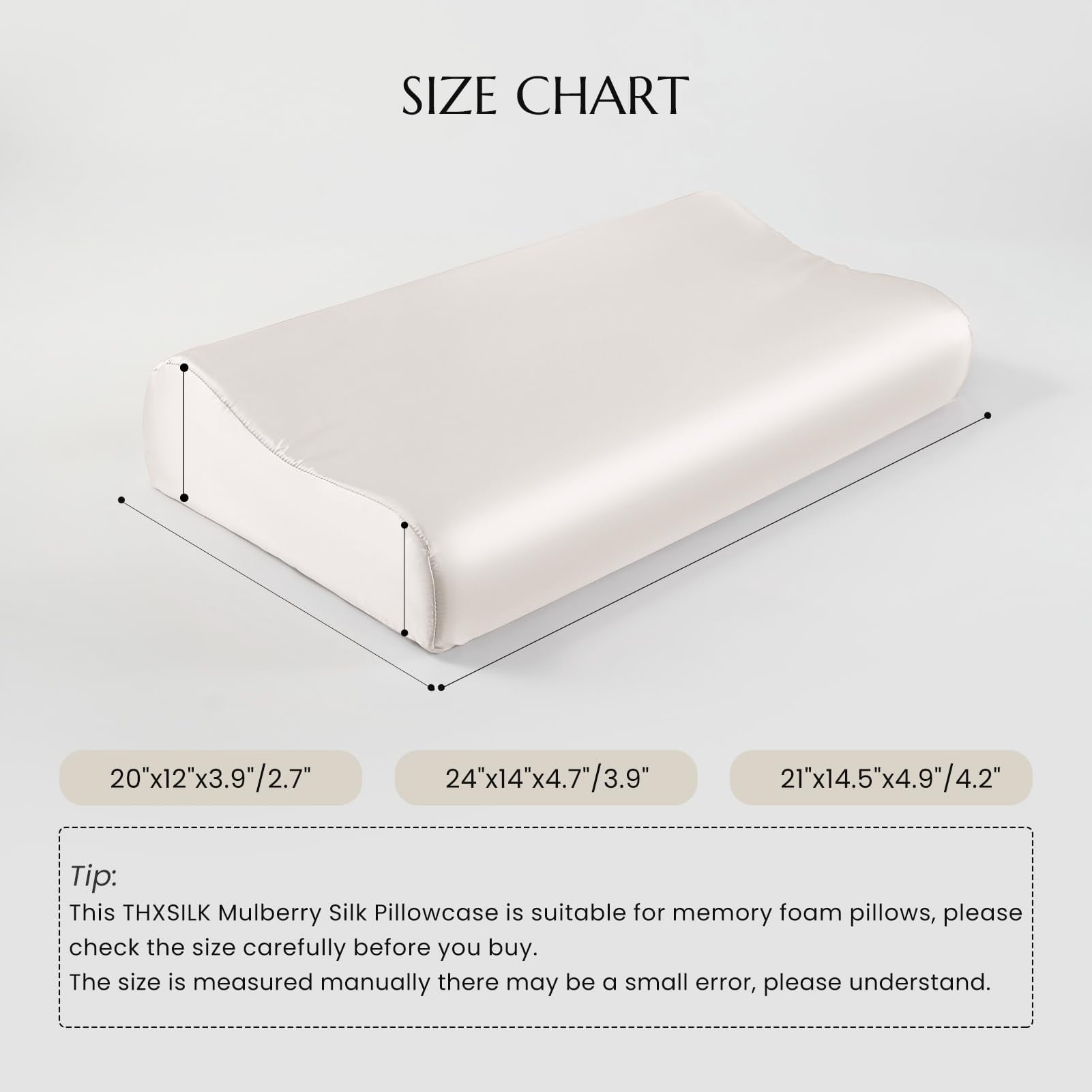 THXSILK Silk Contour Pillowcase, 19 Momme Silk Cervical Pillowcase, Neck Pillowcase, Wave Shape Pillow Case, 100% Pure Mulberry Silk, White