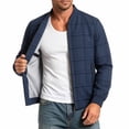 thumbnail image 2 of Men's Lightweight Bomber Jacket Plaid Causal Fashion Stylish Windbreaker Light Jacket with Zipper Pocket Size 4XL Dark Blue-C, 2 of 9