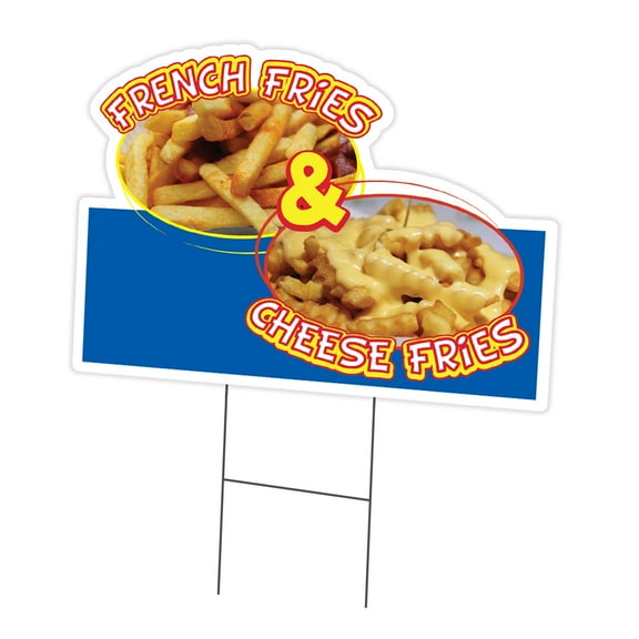 French Fries And Cheese Fries 18" x 24" Yard Sign & Stake | Advertise Your Business | Stake Included Image On Front Only | Made in The USA