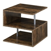 HOMCOM Wooden S Shape End Table 3 Tier Storage Shelves Organizer Living Room Coffee Side Table Desk White