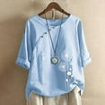 thumbnail image 1 of CHUANK Womens Clearance Tops Casual Button Floral Print Short Sleeve T-Short Blouse, 1 of 6