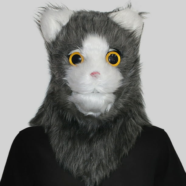 Divertida máscara de gato con boca abierta para fiesta de disfraces, con boca abierta y animales.
