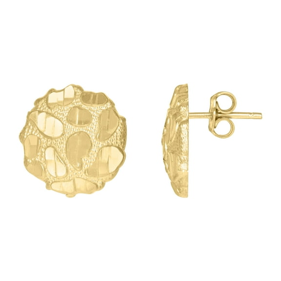 10k Yellow Gold Mens Nugget Stud Earrings