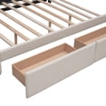 thumbnail image 6 of MODERNLUXE Queen Size Upholstered Platform Bed with Twin XL Trundle and 2 Drawers,Linen Fabric Solid Wood Bed Frame for Space Saving,Dark Beige, 6 of 7