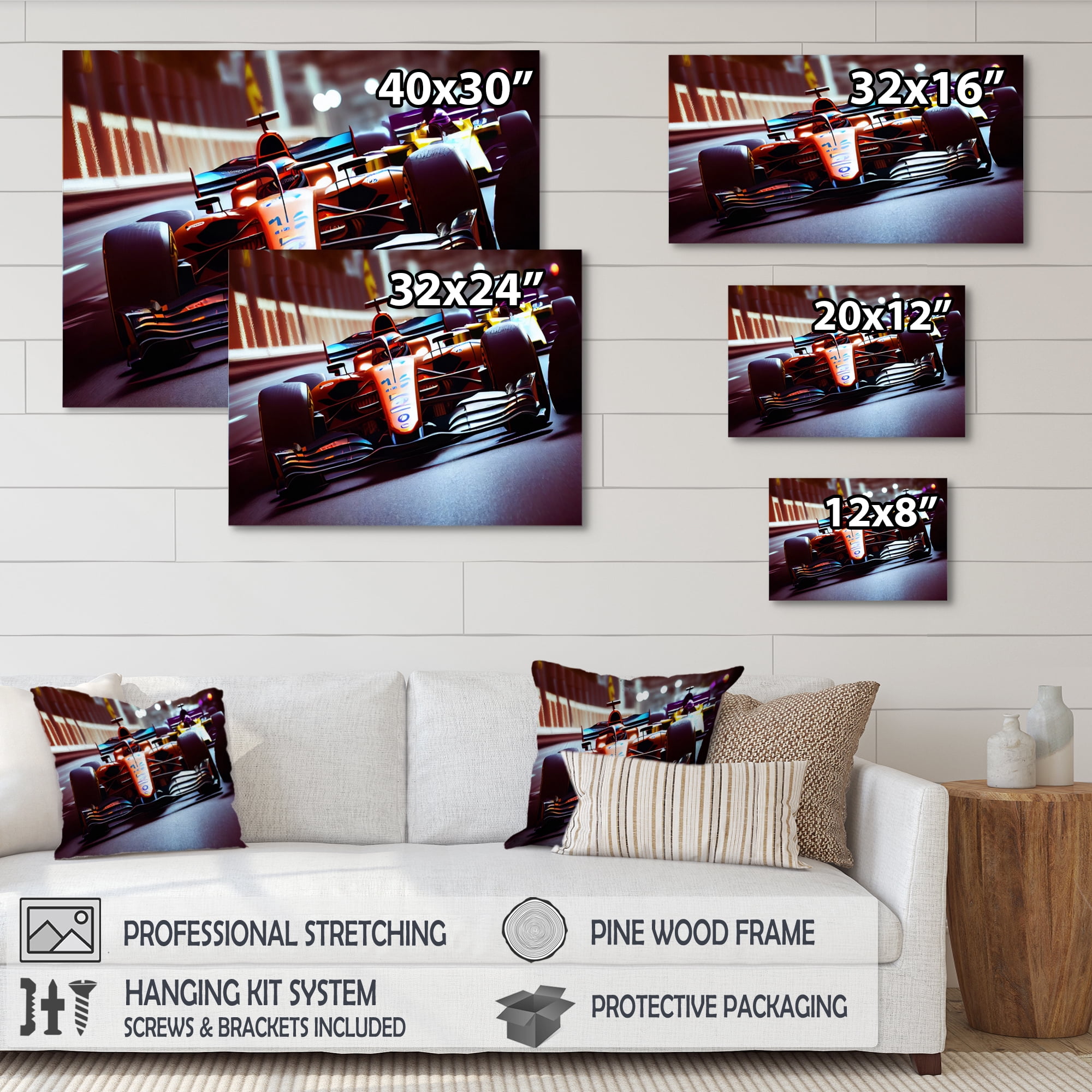Designart Racing car in Monaco GP II Canvas Wall Art