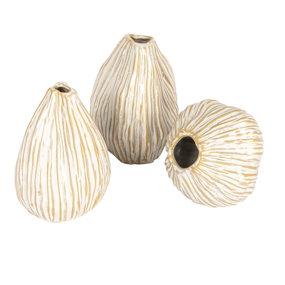 Bloomingville Whispering White Pleated Vase Trio, White