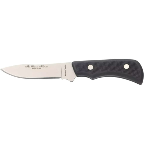 Knives of Alaska Classic Hunter Fixed Blade Knife 3.75" Drop Point CPM MagnaCut Stainless Blade SureGrip Handle Black