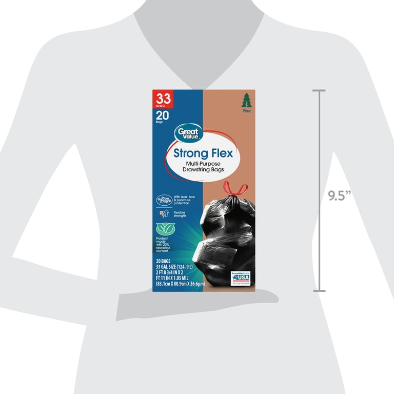 Strong Flex Drawstring Trash Bags, 33 Gallon, 20 Count photo 8