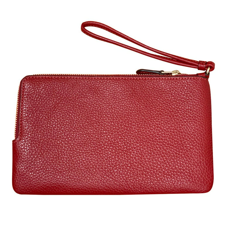 Coach pebble leather Long Zip Around Wallet With Wristlet Strap Im/1941 Red