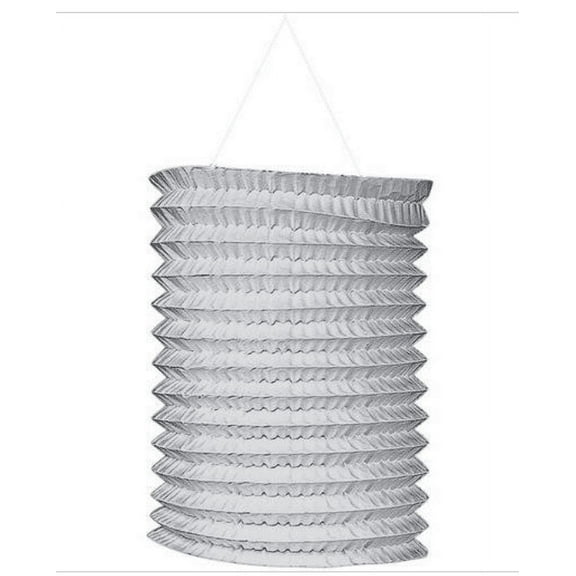 Generic Silver Cylinder Shaped Paper Party Lanterns & Hanging Pom Poms