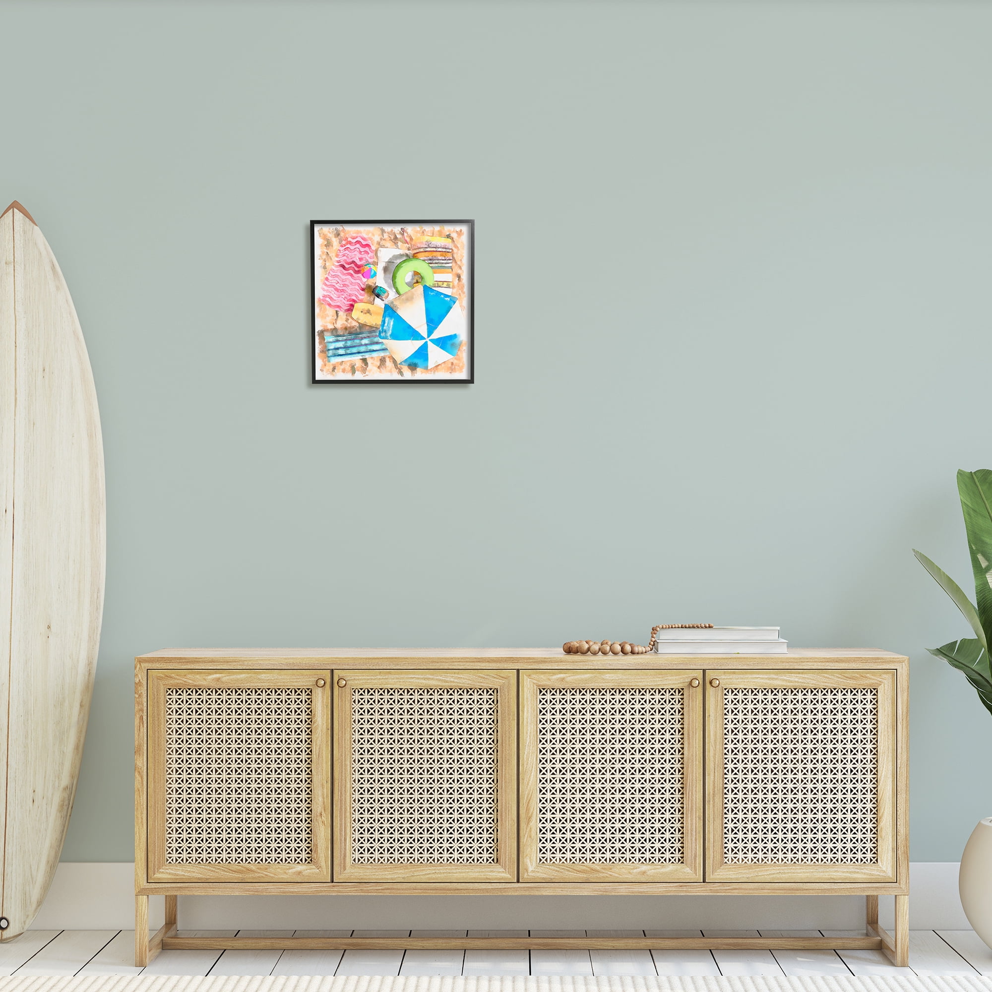 Stupell Industries Tropical Summer Beach Lounge Towel Umbrella Floats, 17 x 30,Design by Alonzo Saunders
